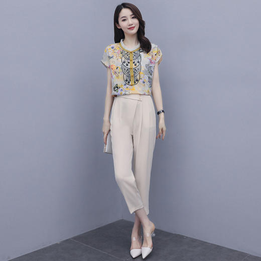 WZNH-SERQ2063韩版时尚气质阔腿裤两件套 商品图1