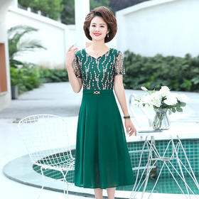 MQ-3650-552夏装新款气质高贵洋气蕾丝过膝连衣裙YY