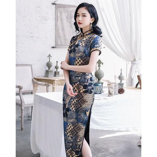 BJS-8040时尚复古改良蚕丝中国风长款旗袍 商品图1