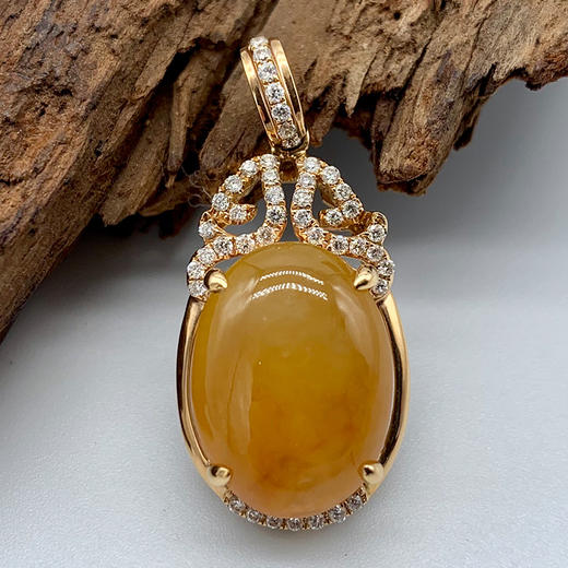 派瑞翡翠 18k金翡翠吊坠 糯种 翡色 商品图3