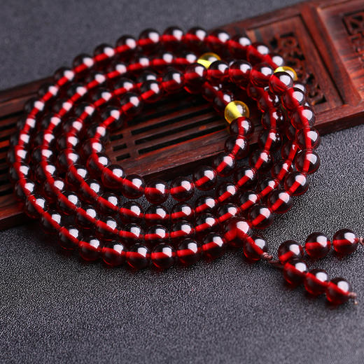 jfb新款108颗蜜血琥珀佛珠手链男女款tzf