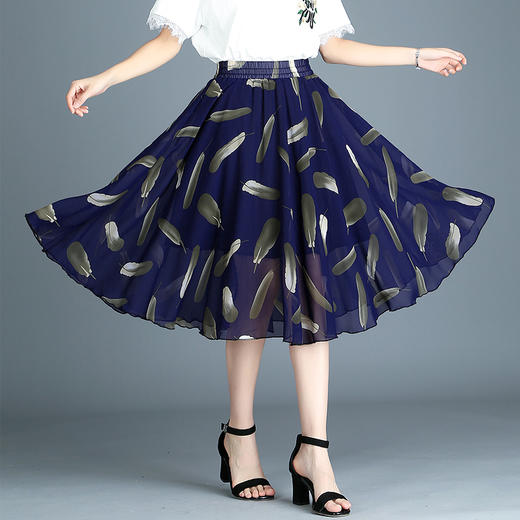KJL-019夏季新款印花中长款高腰雪纺半身裙 商品图0