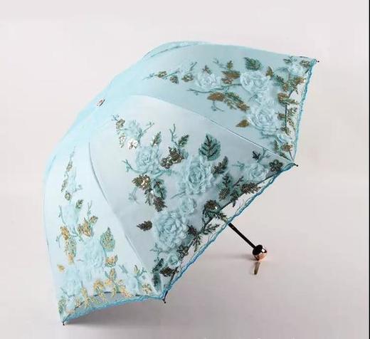 新品三折双层绣花伞遮阳伞