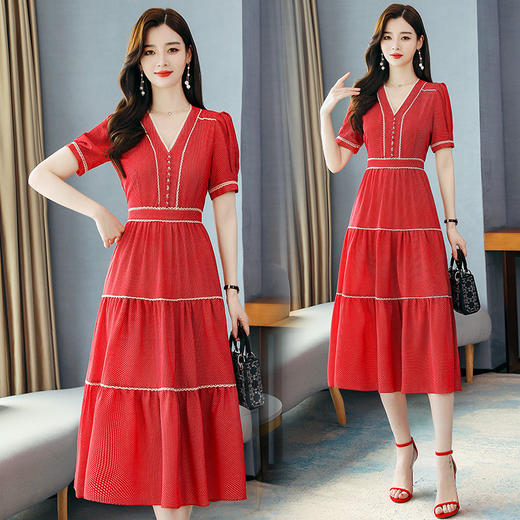 WZNH-BBL9971新款韩版优雅气质洋气淑女范连衣裙 商品图0