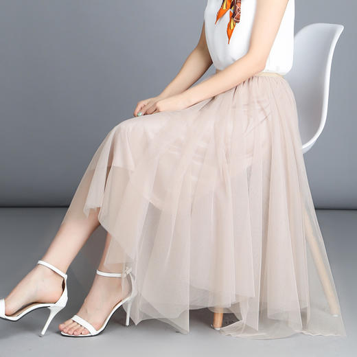 KJL-BY905夏新款高腰松紧不规则纱裙半身裙 商品图0