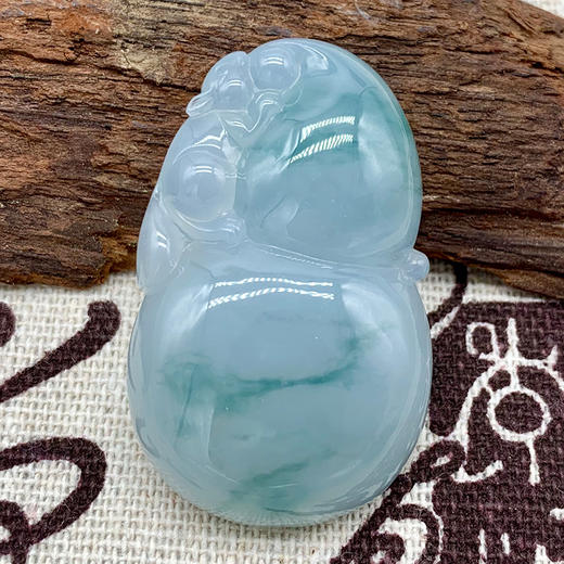 派瑞翡翠 翡翠葫芦 糯种 飘蓝花 商品图3