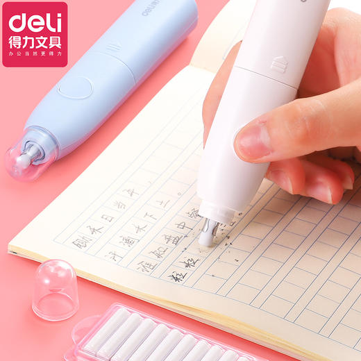 开学季福利！【电动5件套，学习小帮手】得力卷笔刀削笔器旋转刨笔器绞笔刀学姿笔正姿铅笔多功能全自动充电橡皮擦迷你桌面吸尘器五件套装幼儿园中小学生神器小型文具礼盒开学礼物 商品图3