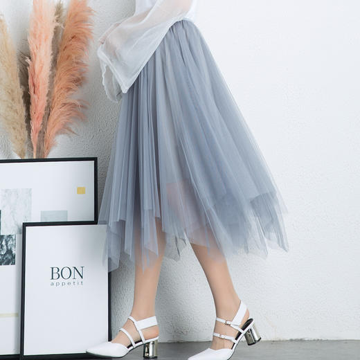 KJL-BY905夏新款高腰松紧不规则纱裙半身裙 商品图1