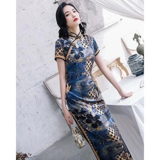 BJS-8040时尚复古改良蚕丝中国风长款旗袍 商品图2