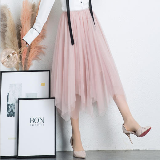 KJL-BY905夏新款高腰松紧不规则纱裙半身裙 商品图2