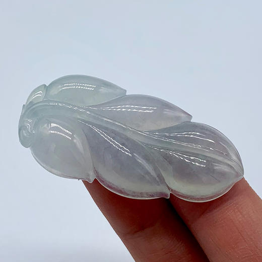 派瑞翡翠 翡翠树叶 糯冰种 白色 商品图2