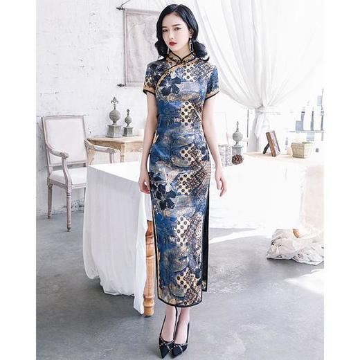 BJS-8040时尚复古改良蚕丝中国风长款旗袍 商品图0