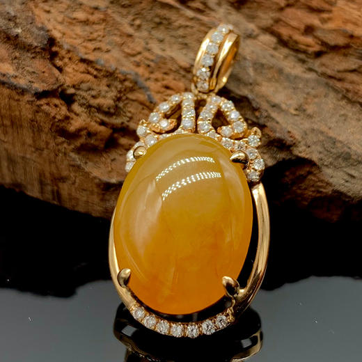 派瑞翡翠 18k金翡翠吊坠 糯种 翡色 商品图0