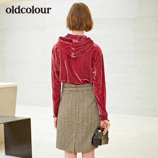 oldcolour连帽金丝绒卫衣女L34023420 商品图1