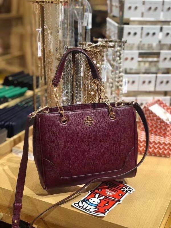 奥莱清仓特价toryburchtb酒红色carter小号托特包