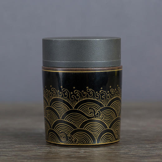 描金海波纹茶叶罐 商品图0