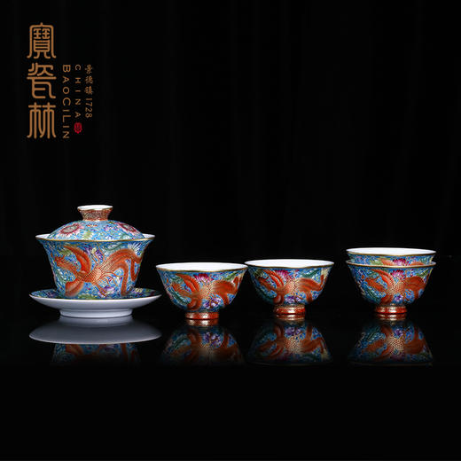 宝瓷林珐琅彩凤穿牡丹吉祥五头 商品图1