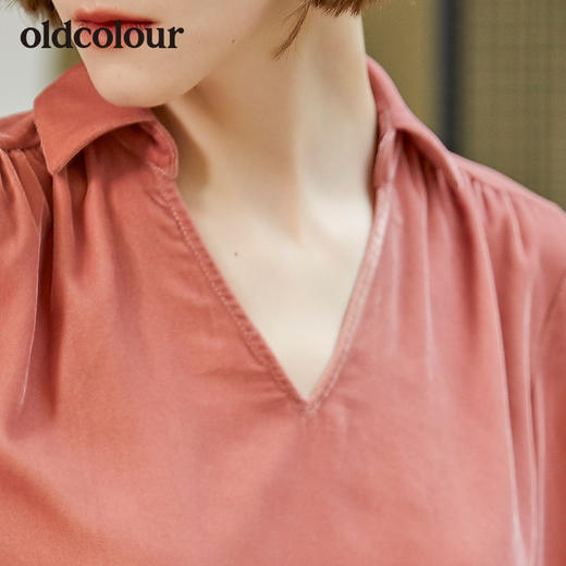 oldcolour新品绒面长袖复古宫廷衬衫女 商品图2