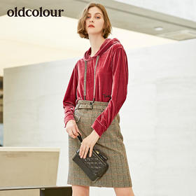 oldcolour连帽金丝绒卫衣女L34023420