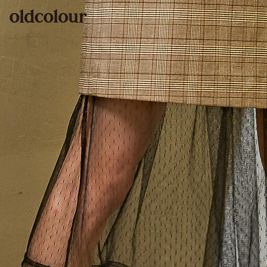 oldcolour新款两件套吊带网纱长袖连衣裙女 商品图3
