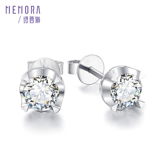 拥爱系列白色18K金钻石耳饰DE0368 商品图0