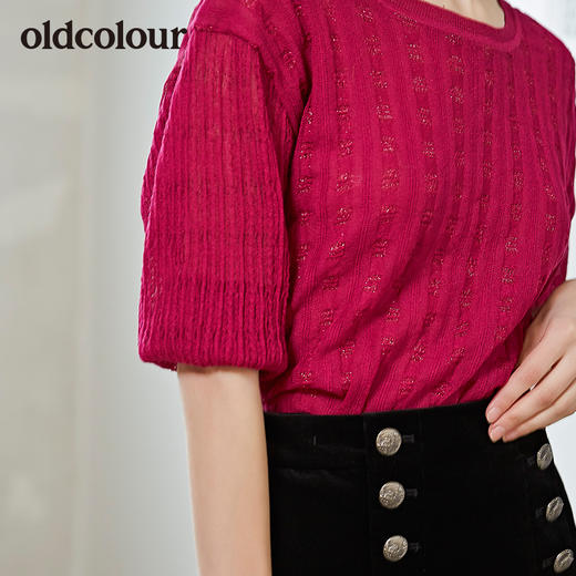oldcolour商场秋季短袖针织衫女修身舒适不扎肉 商品图3