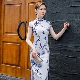 CX-0187新款立领简约印花改良旗袍