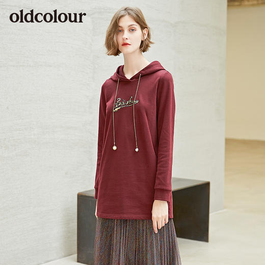 oldcolour连帽中长款卫衣女L34023423 商品图0