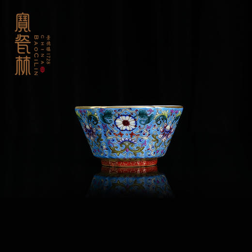 宝瓷林蓝地/红地/绿地珐琅彩缠枝六方杯 商品图1