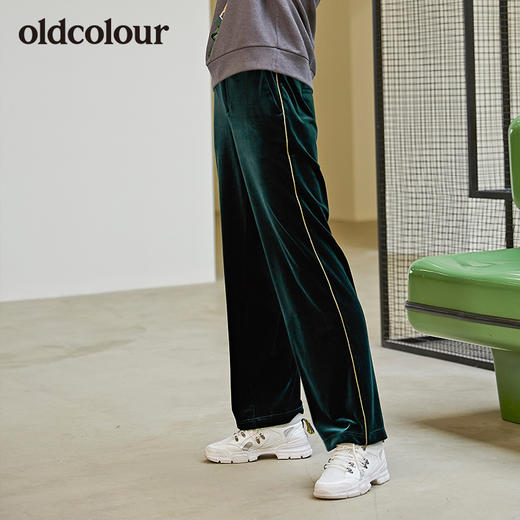 oldcolour宽松直筒舒适长裤女保暖高腰时尚女裤 商品图0