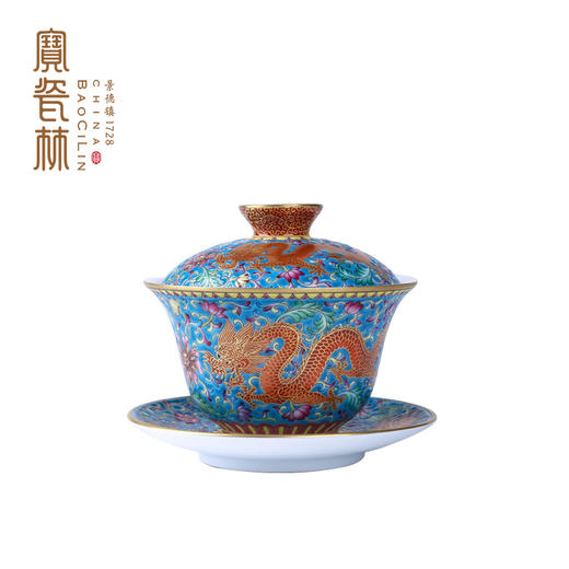 宝瓷林蓝地珐琅彩龙凤呈祥5头茶具 商品图4