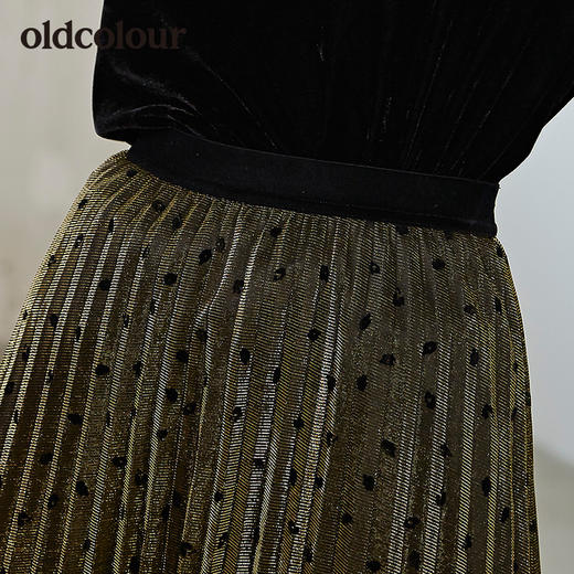 oldcolour商场秋季新款半身裙女时尚潮版黑金色裙摆女裙 商品图2