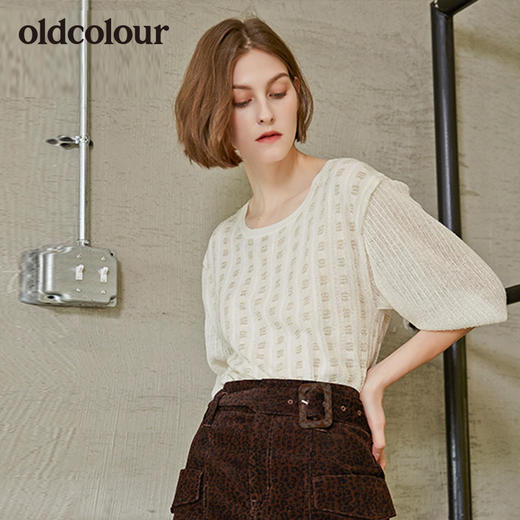 oldcolour商场秋季短袖针织衫女修身舒适不扎肉 商品图0