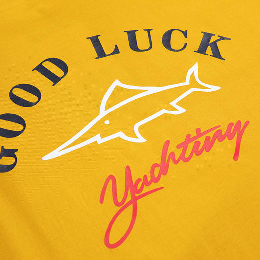 GOOD LUCK德鲨4色棉混纺logo厚板印花圆领短袖T恤L193613 商品图11