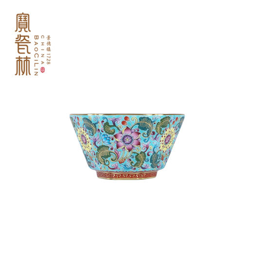 宝瓷林蓝地/红地/绿地珐琅彩缠枝六方杯 商品图4