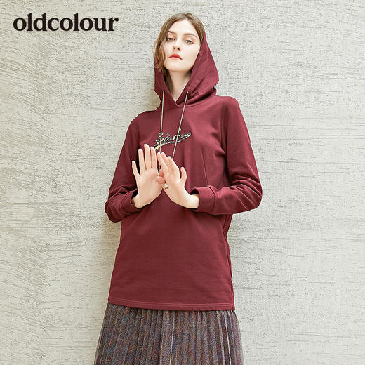 oldcolour连帽中长款卫衣女L34023423 商品图3