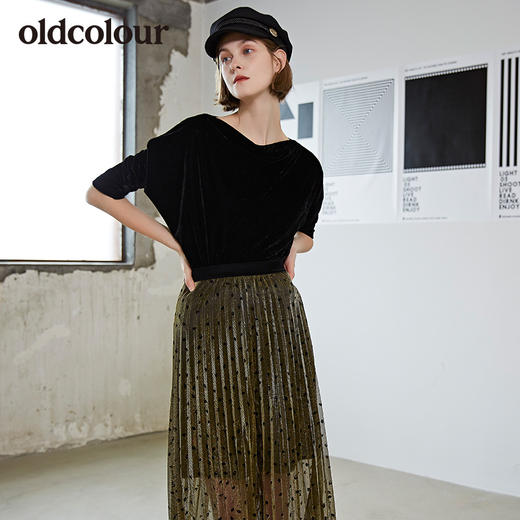 oldcolour商场中袖T恤时尚潮版设计感气质百搭女短袖L31022140 商品图0