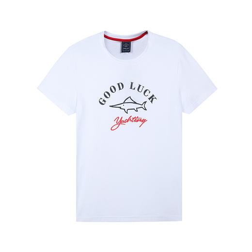 GOOD LUCK德鲨4色棉混纺logo厚板印花圆领短袖T恤L193613 商品图8