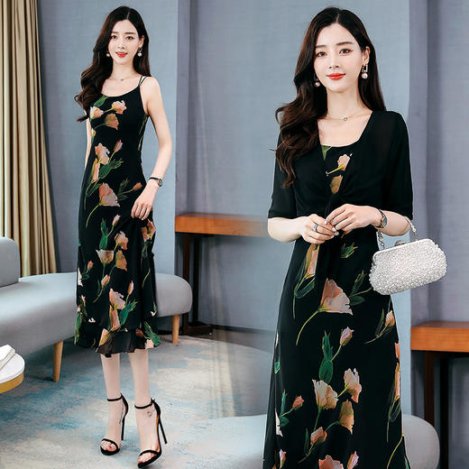 WZNH-MJ2059夏季中长款气质短袖休闲潮流套装 商品图3