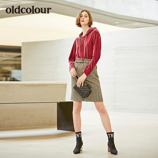 oldcolour连帽金丝绒卫衣女L34023420 商品图4
