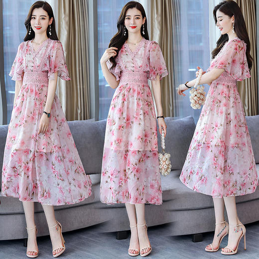 WZNH-MJ2056夏季个性宽松休闲短袖优雅时尚潮流连衣裙 商品图3