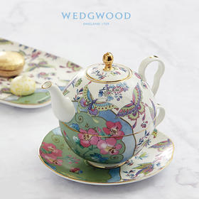 【WEDGWOOD】威基伍德 花间舞蝶 一人悦享茶具三件组套装 骨瓷欧式茶壶杯碟