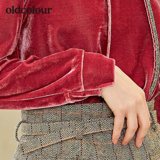 oldcolour连帽金丝绒卫衣女L34023420 商品图3