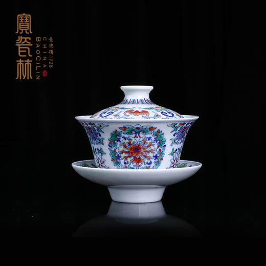 宝瓷林青花斗彩蝙蝠花卉纹5头茶具 商品图2