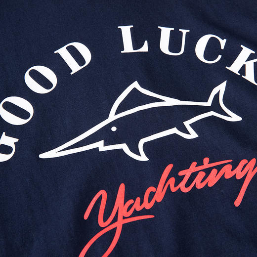 GOOD LUCK德鲨4色棉混纺logo厚板印花圆领短袖T恤L193613 商品图7