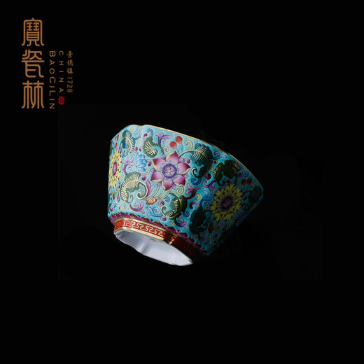 宝瓷林蓝地/红地/绿地珐琅彩缠枝六方杯 商品图3