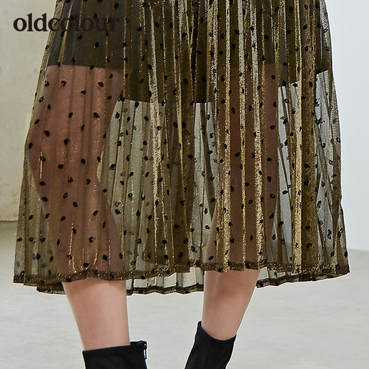 oldcolour商场秋季新款半身裙女时尚潮版黑金色裙摆女裙 商品图3
