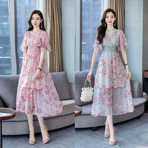 WZNH-MJ2056夏季个性宽松休闲短袖优雅时尚潮流连衣裙 商品图1