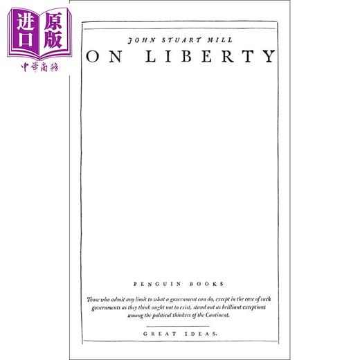 【中商原版】Penguin Great Ideas : On Liberty 英文原版 约翰·穆勒 ：论自由 John Stuart Mill 商品图0