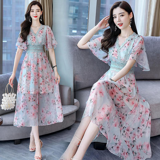 WZNH-MJ2056夏季个性宽松休闲短袖优雅时尚潮流连衣裙 商品图2